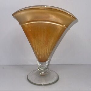 Vintage Dugan Marigold Carnival Glass Rib Fan Vase Art Deco vase